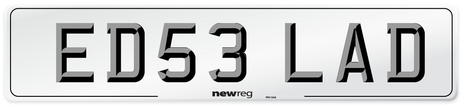 ED53 LAD Number Plate from New Reg